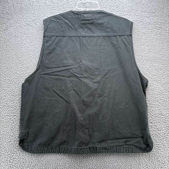 Vintage PB & Co Hunting Vest Mens Large Green Gray Button Up Hook & Loop Pockets - Picture 3 of 7